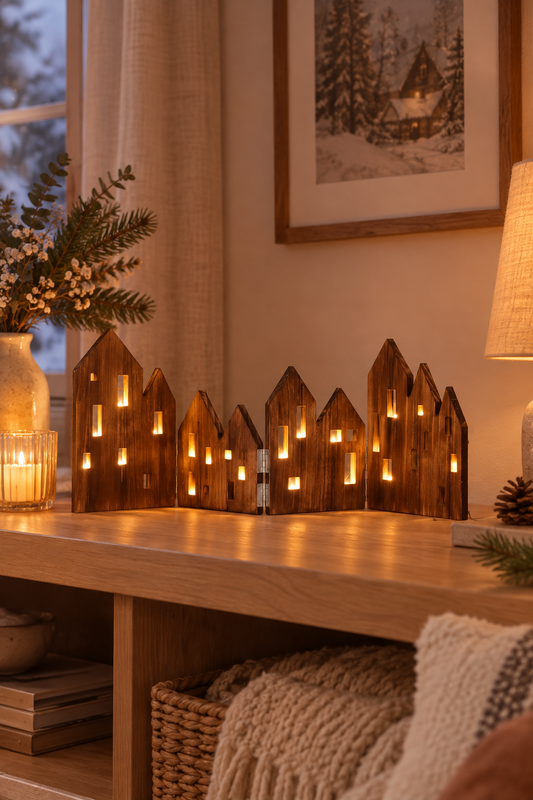 VIEW TABLE DECORATION LED BURNED WOOD