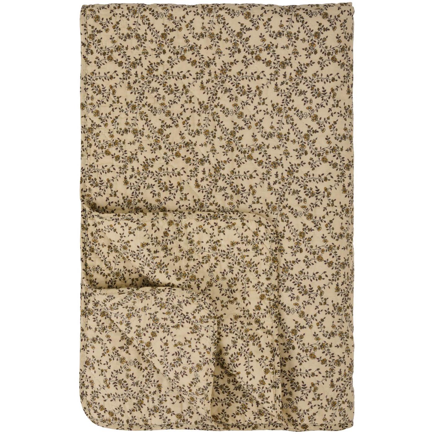Quilt cremefarvet m/brune blomsterranker