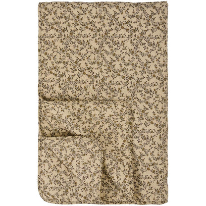 Quilt cremefarvet m/brune blomsterranker