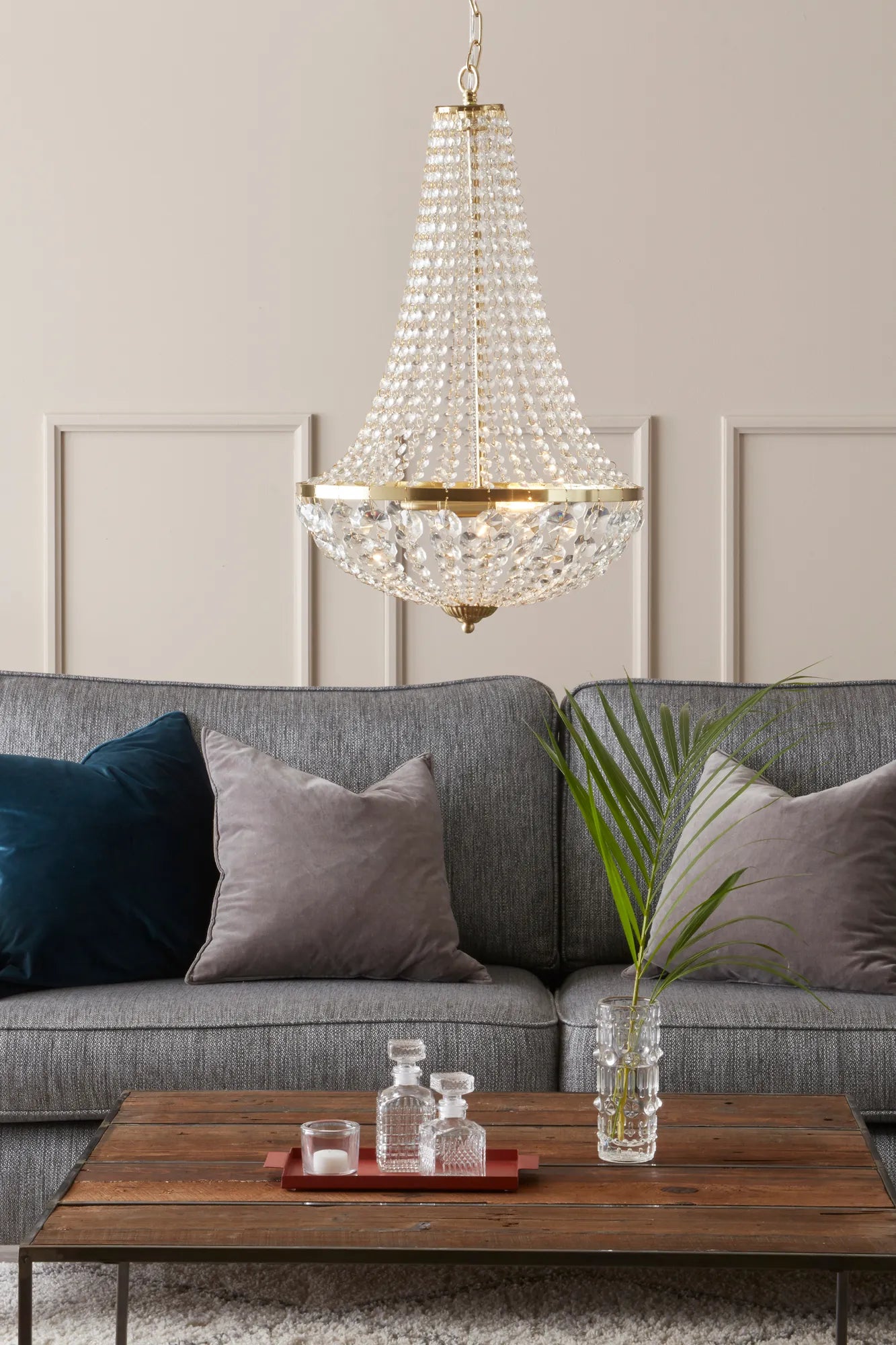 GRÄNSÖ CHANDELIER 2L 40CM BRUSHED BRASS/MC