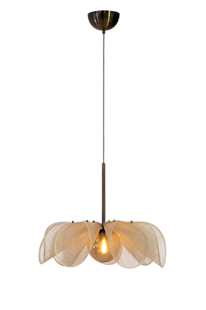 STYRKA PENDANT 1L 63CM BEIGE/ ANTIQUE BRASS/AMBER