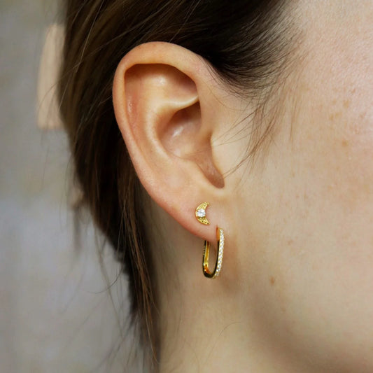 Crystal hoops 18K Forgyldt