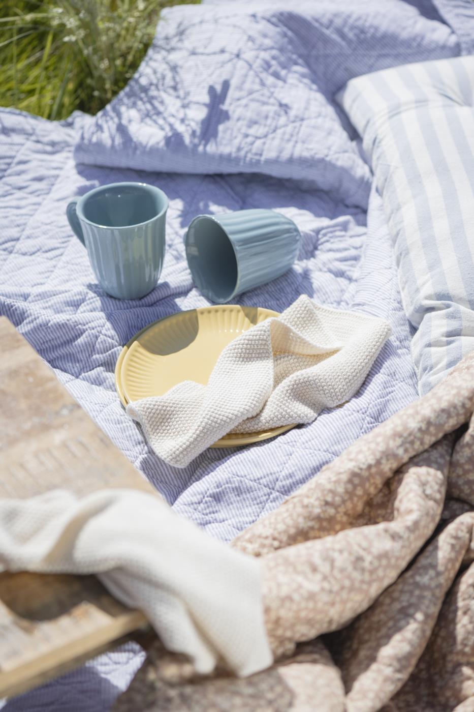 Quilt hvide og blå mælkedrengestriber