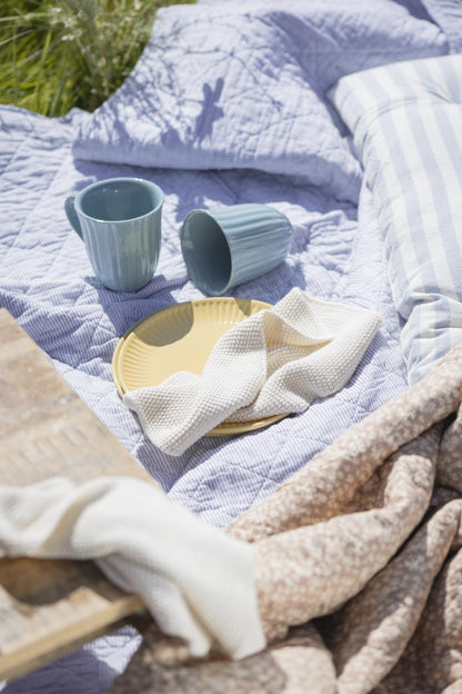 Quilt hvide og blå mælkedrengestriber