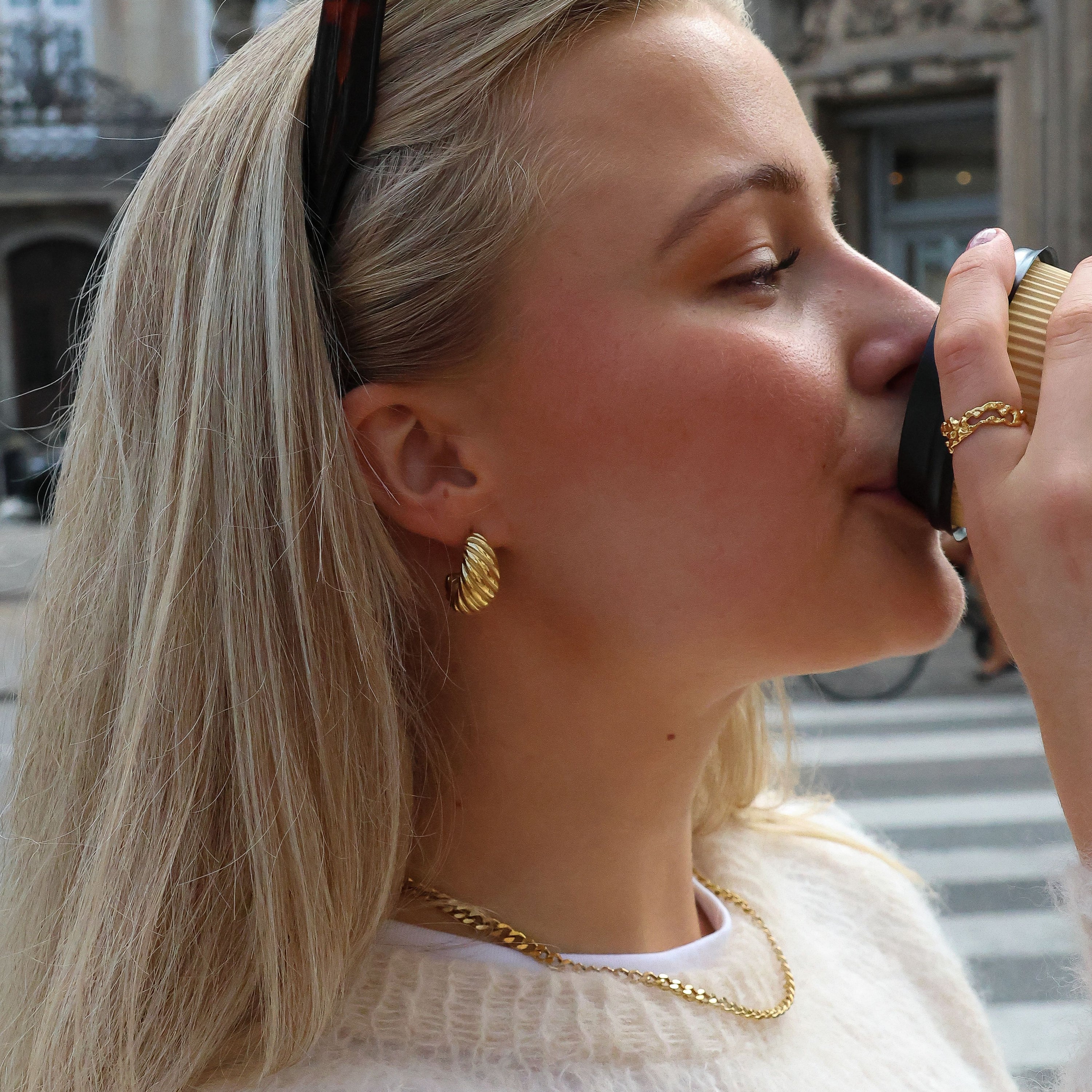 Baguette Hoops Guld - vandfaste