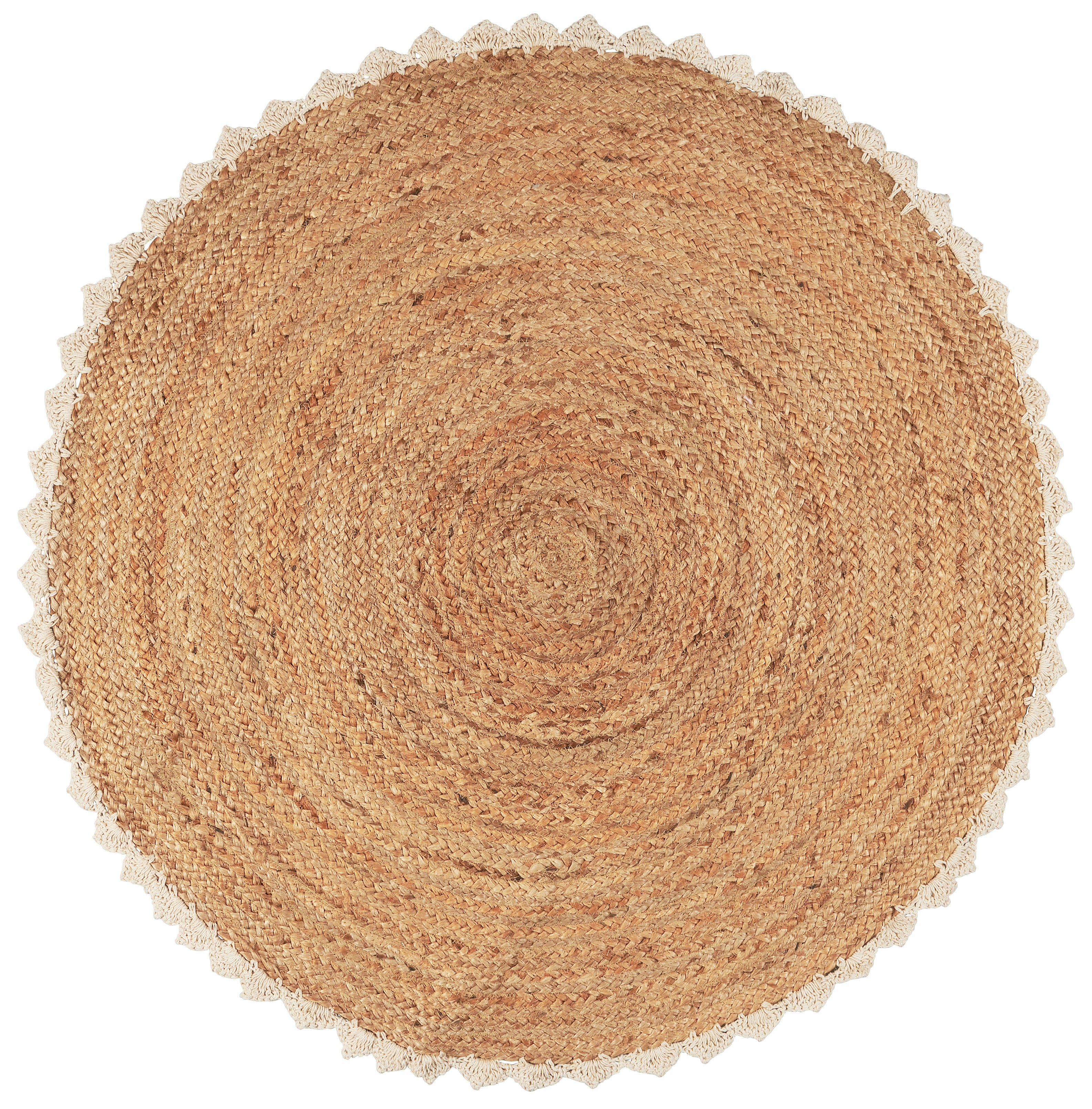 Jutemåtte m/hæklet kant rund