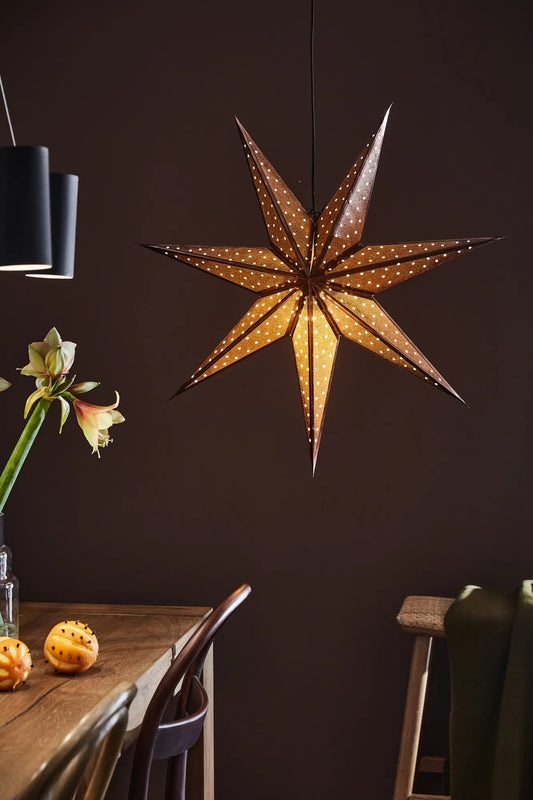 Glitter Pendant star 75cm bronze