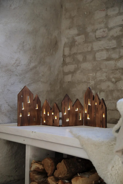 VIEW TABLE DECORATION LED BURNED WOOD