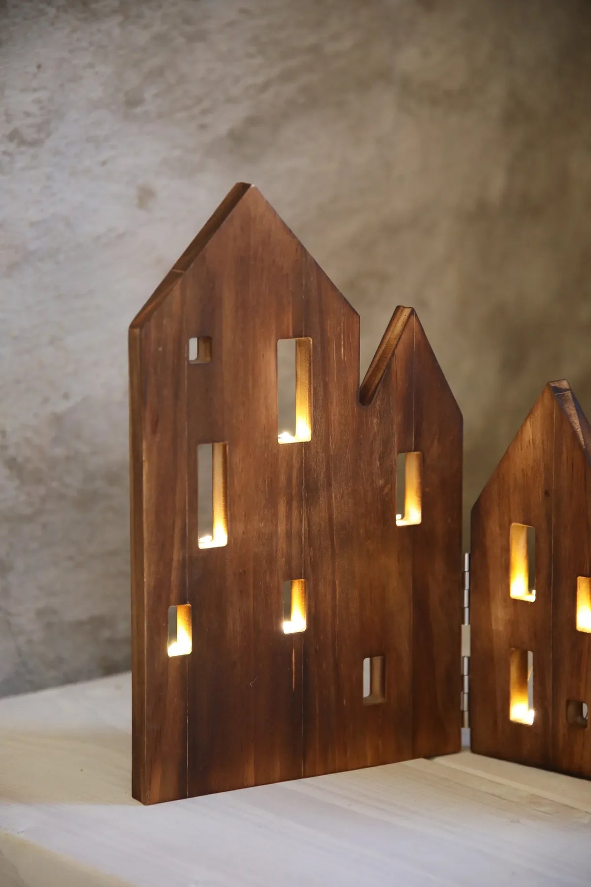 VIEW TABLE DECORATION LED BURNED WOOD