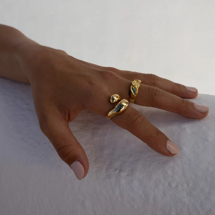 Double Goccia Ring guld - vandfast