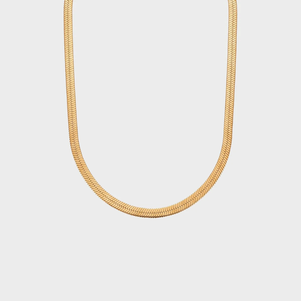Flat Snake Halskæde Guld - 5mm vandfast