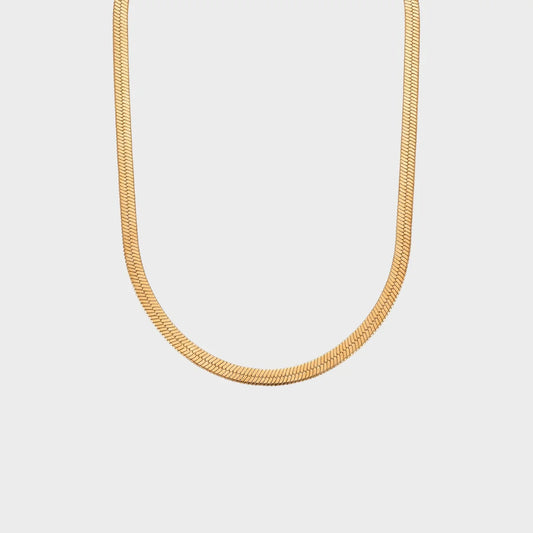 Flat Snake Halskæde Guld - 5mm vandfast