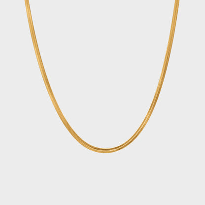 Flat Snake Halskæde Guld - 3mm vandfast