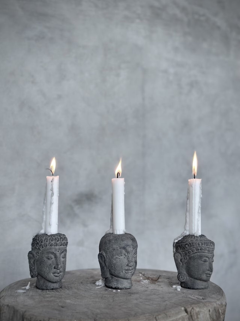 YONO set 3 buddha stone candle holders