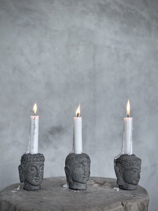 YONO set 3 buddha stone candle holders