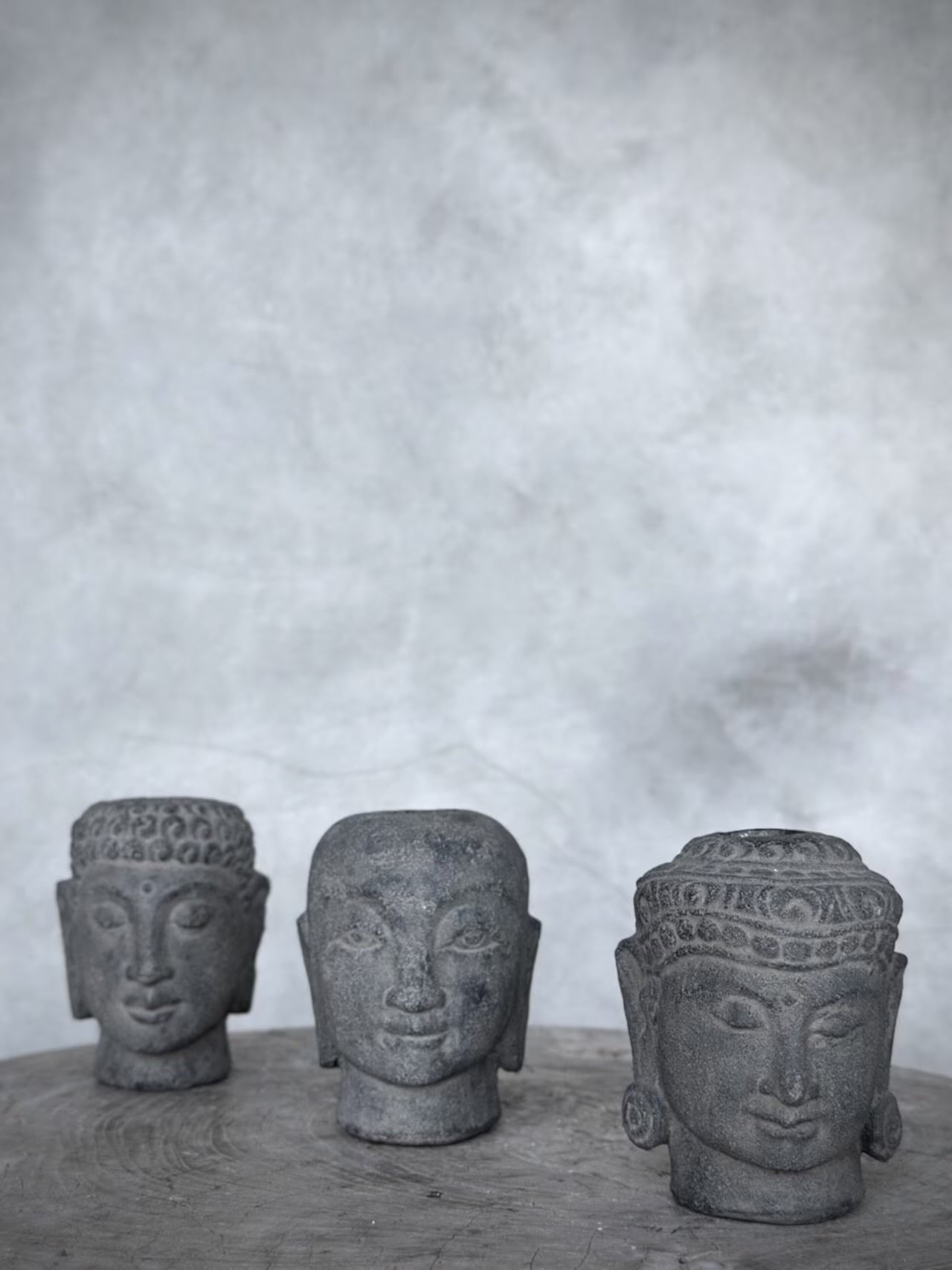 YONO set 3 buddha stone candle holders
