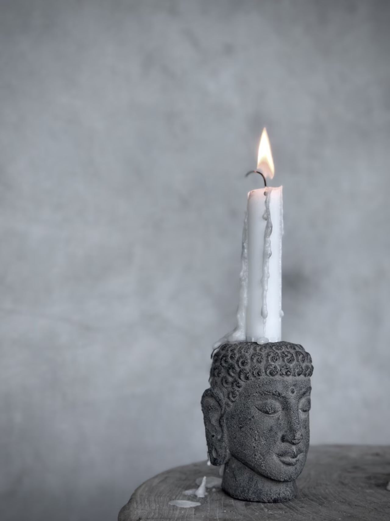 YONO set 3 buddha stone candle holders