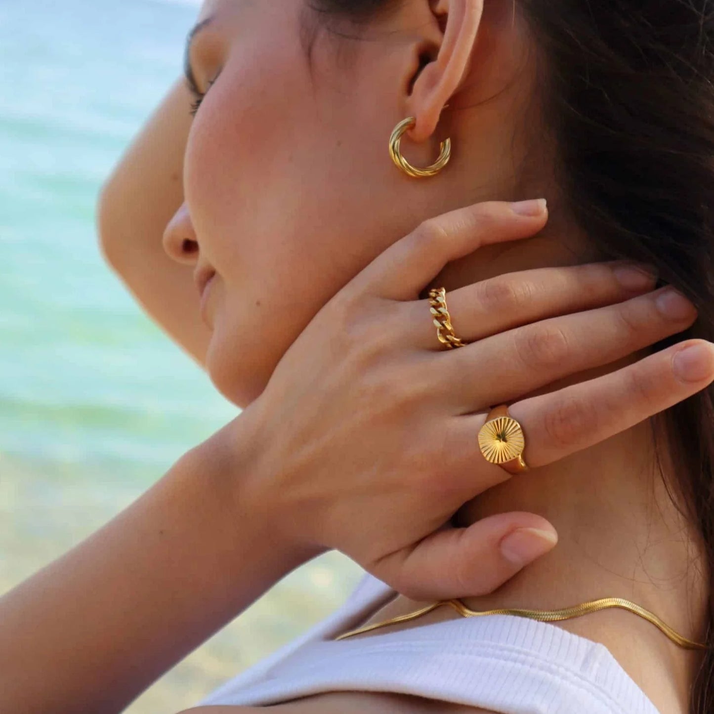 Sunlight Signet Ring 18k Forgyldt Vandfast