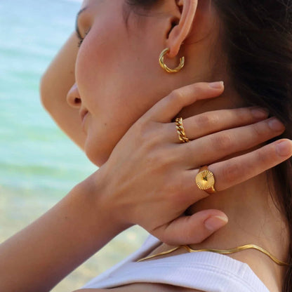 Sunlight Signet Ring 18k Forgyldt Vandfast