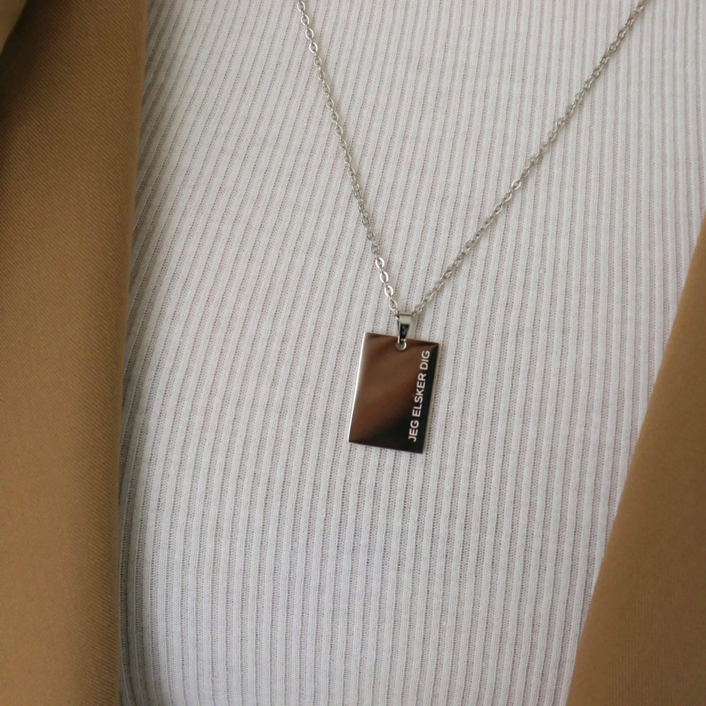 ‘Jeg Elsker Dig’ Halskæde Sølv vandfast