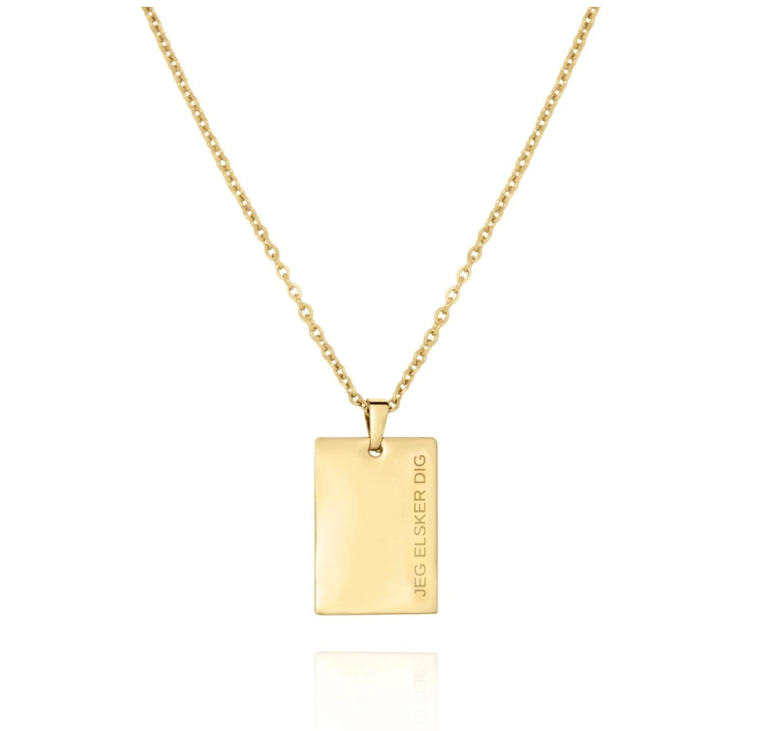 ‘Jeg Elsker Dig’ Halskæde 18k Forgyldt vandfast