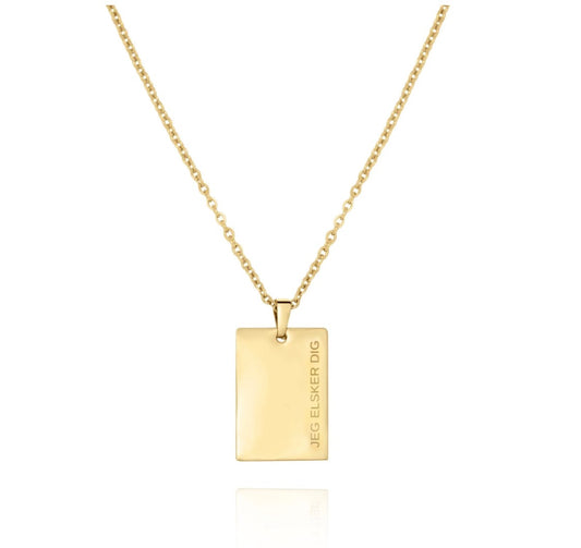 ‘Jeg Elsker Dig’ Halskæde 18k Forgyldt vandfast