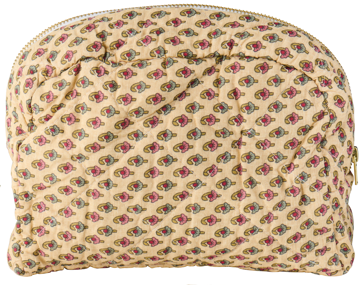 Toilettaske - Beige m/blomster mønstre