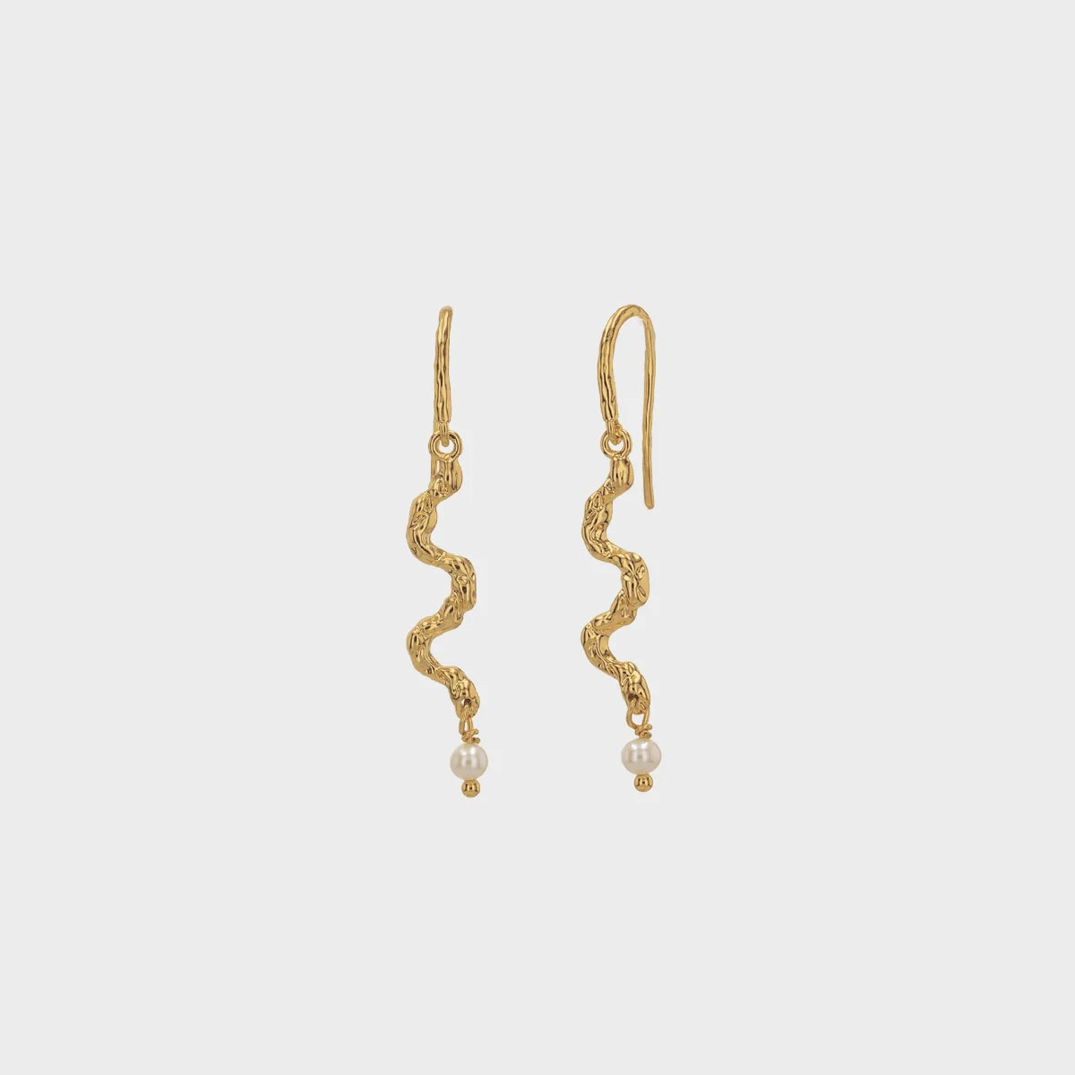 Wave Pearl Øreringe – Guld